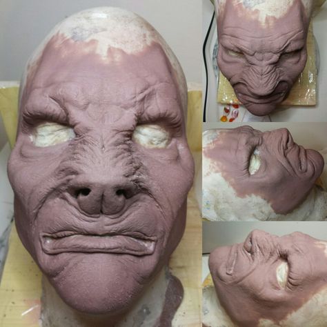 Werewolf monster clay sculpt for full face prosthetic piece. Monster Prosthetic Makeup, Full Face Prosthetic, Werewolf Prosthetic, Werewolf Monster, Werewolf Makeup, Monster Clay, Prosthetic Limbs, Diy Halloween Masks, Clay Monsters