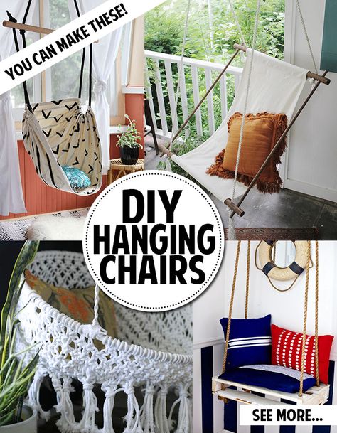 DIY hanging chair! More on my boards, pin as much as you please @Dianne Darby Diy Hammock Chair, Diy Hanging Chair, Rattan Bar, Relaxation Station, Diy Hammock, Hanging Chairs, Hammock Chair, Diy Chair, Diy Hanging