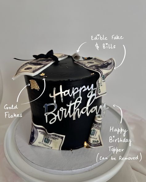 ✨💵 MILLIONAIRE CAKE 💵 ✨ Celebrate in style with this fabulous millionaire-themed cake! 🎂💵 the bold black finish and those eye-catching edible dollar bills definitely make a statement! Perfect for anyone who wants their birthday to be a little extra. ✨💰 Comes in a variety of flavours, colours and even sizes! You can order it on our website. Link in bio:) Happy Baking🌸 #birthdaycakeideas #torontocakes #greatertorontoarea #birthdaytheme #homebakery #smallbusiness Cakes For Men Unique, Birthday Cakes For Men Unique, Millionaire Cake, Home Based Bakery, Marvel Cake, Bio Happy, Heart Cakes, Corporate Catering, Birthday Cakes For Men