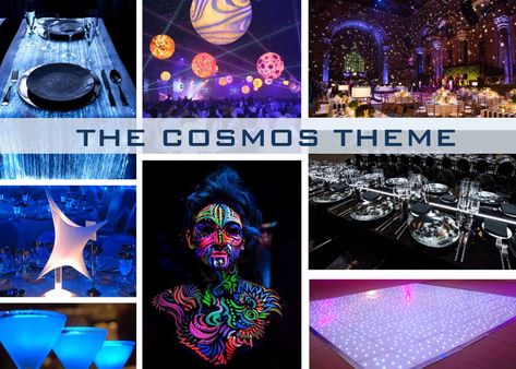 Travel Through Time with 4 Ideas for Futuristic-themed Events Futuristic Decoration, Futuristic Party, Balloons Galore, White Charger, Black Tablecloth, White Runners, Silver Balloon, Gala Events, Event Hosting