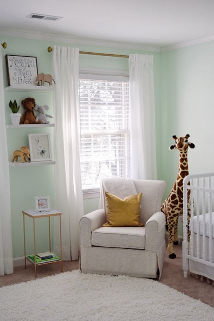 Baby Gaither's Nursery on the Delightfully Chic Blog The Animal Print Shop Plush Melissa and Doug Giraffe mint green nursery Mint Green Nursery, Neutral Nursery Colors, Gender Neutral Nursery Colors, Unisex Kids Room, Baby Room Boy, Gender Neutral Kids Room, Neutral Kids Room, Gender Neutral Baby Nursery, Baby Room Neutral