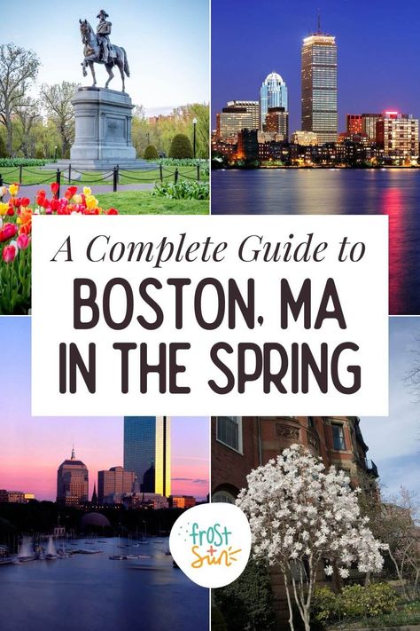 Custom graphic with a grid of 4 photos of Boston in the Spring. Text in the middle reads: A Complete Guide to Boston, MA in the Spring. Boston In March, Spring In Boston, Boston In May, Boston In Spring, Things To See In Boston Ma, Boston Massachusetts Summer, Boston Spring, Underground Film, New England Aquarium