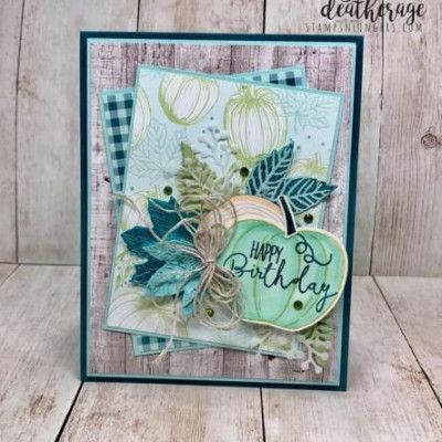 Joanne: Mary's card is a birthday celebration of fall colour and texture - congr Stampinup Pumpkin Cards, Stampin Up Pumpkin Cards, Stampin Up Happy Birthday Cards, Fall Birthday Cards Handmade, Happiness Abounds, Fall Cards Handmade, Paper Pumpkins, Autumn Cards, Sunflower Cards