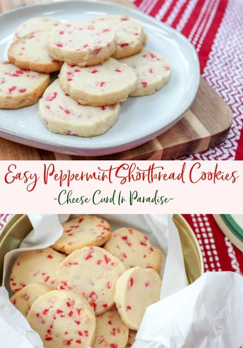 Easy Peppermint Shortbread Cookies Are Perfect For A Holiday Cookie Tray. Sweet, Buttery, Light, And A Touch Of Peppermint Make These A Quick Holiday Favorite. #christmascookies #shortdbread #easycookierecipes #peppermint #christmassweetsweek Shortbread Peppermint Cookies, Mint Shortbread Cookies, Peppermint Shortbread Cookies Recipe, Peppermint Butter Cookies, Small Christmas Cookies, Peppermint Shortbread Cookies, Cookies With Peppermint, Peppermint Shortbread, Peppermint Desserts