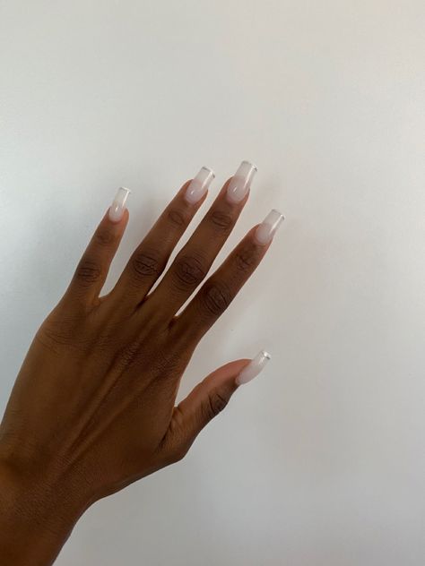 Milky White Bridal Nails, White Bridal Nails, White Sparkle Nails, Milky Nails, Gel Tips, Sparkle Nails, Bridal Nails, Milky White, White Bridal