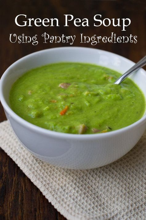 Pea Soup From Canned Peas, Canned Pea Soup, Pea Soup With Frozen Peas, Recipes With Canned Peas, Canned Green Peas Recipes, Green Pea Soup Recipe, Canned Sweet Peas Recipe, Recipes With Frozen Peas, Frozen Pea Soup