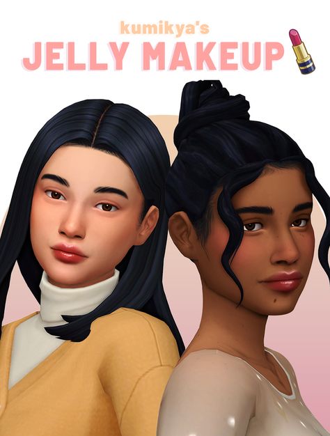 Jelly Makeup 💄 | Kumikya on Patreon Jelly Makeup, Jelly Lips, Ts4 Makeup, Sims Makeup, Sims 4 Makeup Cc, Sims 4 Cc Eyes, Sims 4 Cc Maxis, The Sims 4 Skin, Sims 4 Makeup