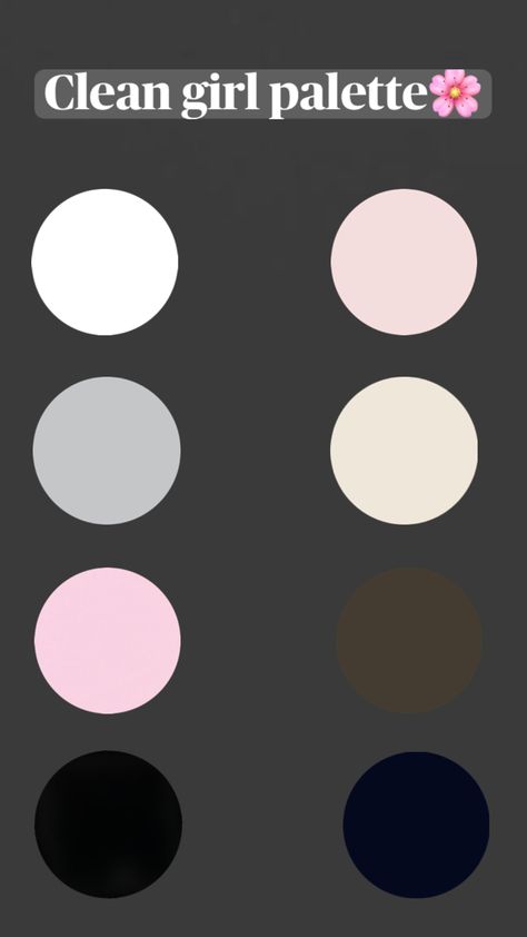 White, baby pink, pink, black, grey, navy blue, palette, clean, clean girl, aesthetic, closet, pants, fashion, style, trendy, ootd, outfit, Soft Girl Color Palette, Clean Girl Color Palette, Girly Color Pallete, Coquette Colour Pallete, Aesthetic Color Palettes With Hex Code, Aesthetic Colors, Clean Girl, Color Palette, Color