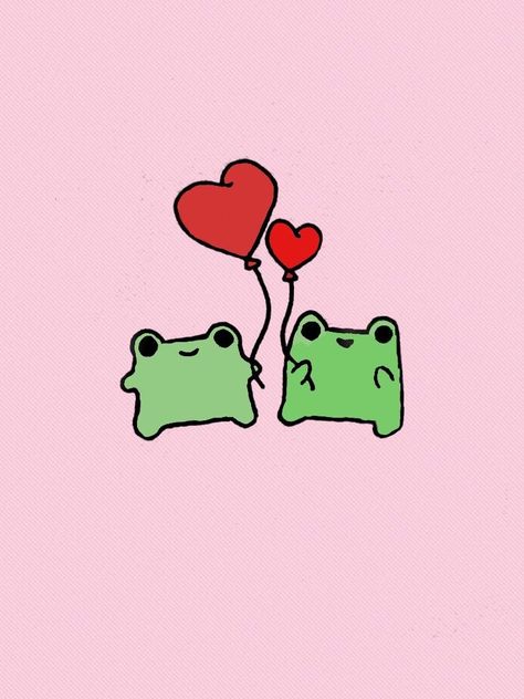 Frog In Love Drawing, Frog Heart Drawing, Love Frog Drawing, Cute Couple Art Ideas Easy, Best Friend Drawing Ideas Easy, Easy Cartoon Animal Drawings, Cute Friend Drawings Easy, Cute Doodle For Friends, Cute Easy Drawings For Best Friends