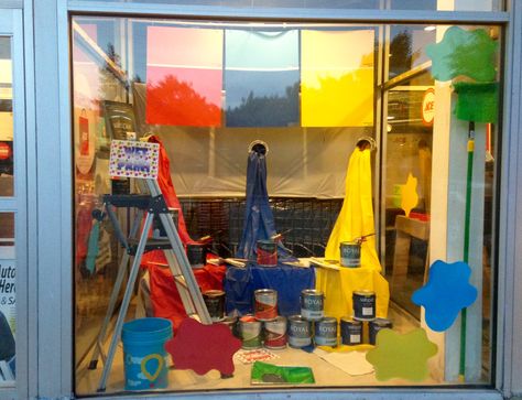 September 2016 window Paint Store Display Retail, Window Store Design, Summer Window, Store Window Displays, Hardware Storage, Paint Buckets, Window Graphics, Store Windows, Hardware Shop