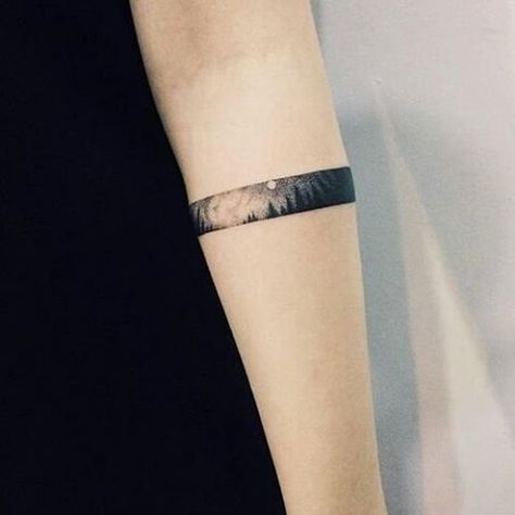 Image Source: Instagram user grunge.tattoos Tattoo Armband, Tattoo Band, Dot Tattoos, Tattoo Zeichnungen, Landscape Tattoo, Forest Tattoos, Arm Band Tattoo, Band Tattoo, Trendy Tattoos