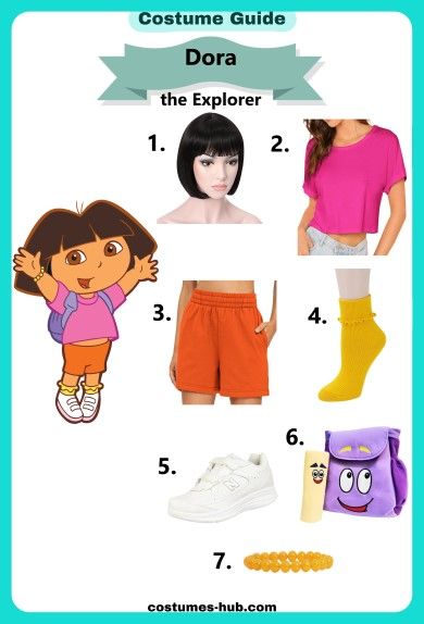 Dora Costumes Women, Halloween Dora The Explorer, Dora Outfit Ideas, Diy Dora Costume, Dora Group Costume, Characters To Dress Up As For School, Dora Costume Women, Dora And Boots Costume, Dora Cosplay