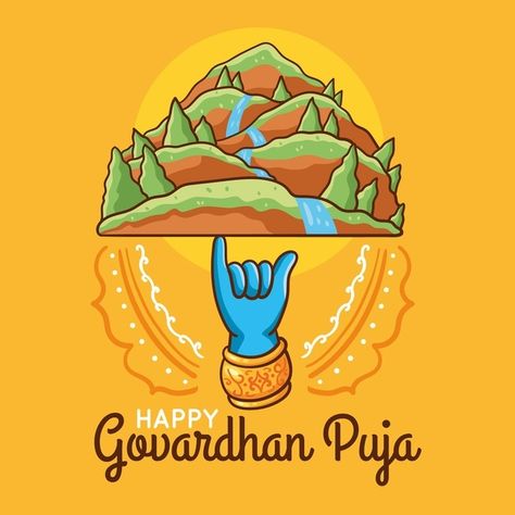 Hand drawn govardhan puja | Free Vector #Freepik #freevector #hand #hand-drawn #celebration #happy Govardhan Pooja, Happy Govardhan Puja, Happy Govardhan, Govardhan Puja, Tree Logo Design, Festival Background, Tree Logos, Website Design Company, Holiday Background