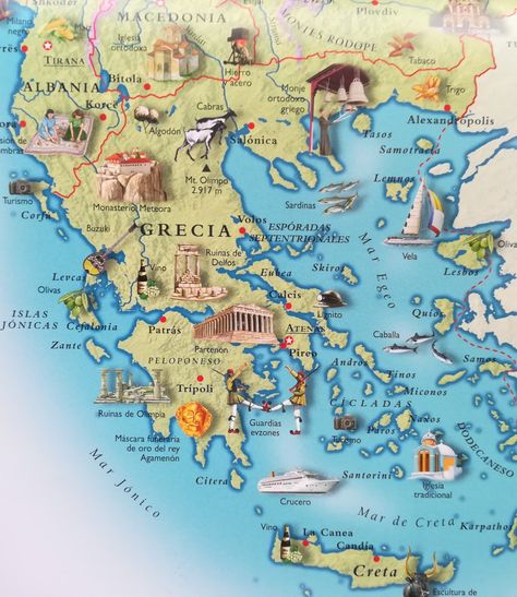 Grecia Aesthetic, Greece Geography, Greek Mythical Creatures, Maps Aesthetic, Greece Map, Cradle Of Civilization, Tourist Map, World Geography, Visiting Greece