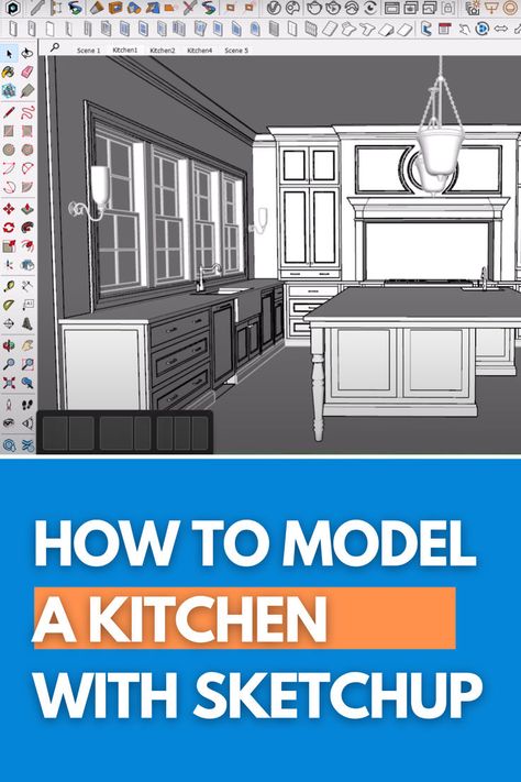 Ready to create stunning 3D kitchen designs? This full demo on SketchUp for kitchen design walks you through every step, making it easy to model a beautiful kitchen from start to finish. Whether you're a novice or a seasoned pro, this SketchUp tutorial provides the tips and techniques you need to excel in 3D kitchen interior design. Watch the video, follow along, and start designing your dream kitchen today! Click to get started! ✨ Sketchup Interior Design, Sketchup Kitchen, Sketchup Rendering, 3d Kitchen Design, 3d Interior Design, Sketchup Model, Interior Rendering, Kitchen Interior Design, Beautiful Kitchen