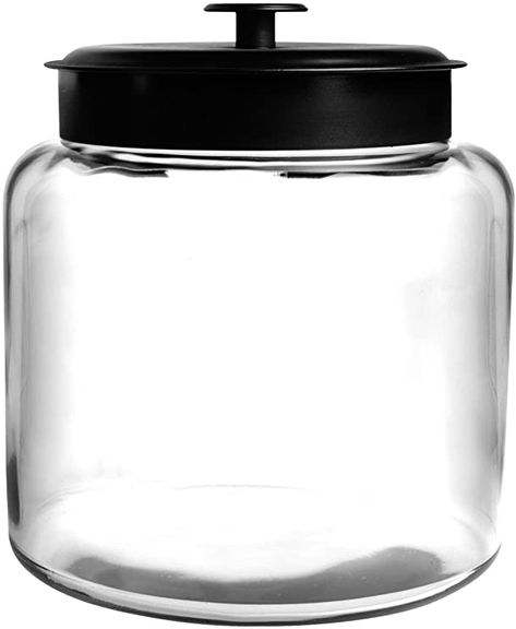 Anchor Hocking 1.5 Gallon Montana Glass Jar with Fresh Seal Lid, Black Metal, Set of 1 Gallon Glass Jars, Glass Pantry, Gallon Jars, Airtight Storage, Glass Jars With Lids, Kitchen Canisters, Pantry Storage, Brushed Metal, Anchor Hocking