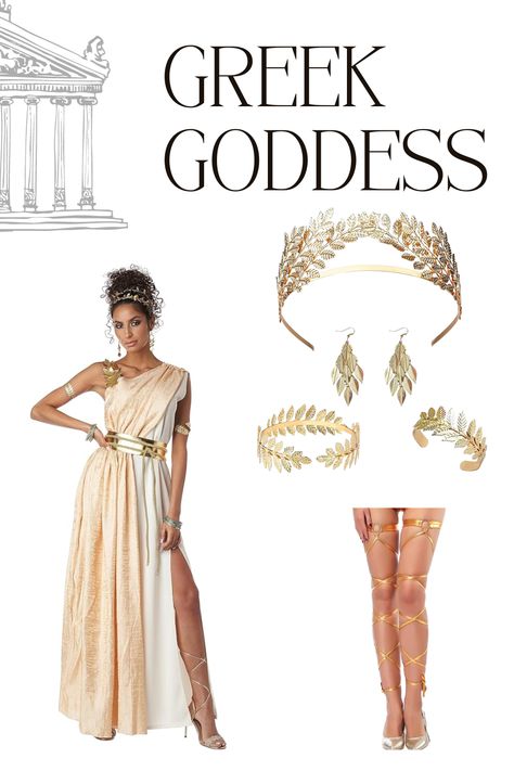 Greek Goddess Accessories Diy, Athena Cosplay Goddesses, Dress To Impress Greek Myth, Athena Goddess Costume Diy, Athena Costume Goddesses, Athena Goddess Outfit, Aphrodite Costume Halloween, Greek Inspired Dress Goddesses, Greek Inspired Dresses