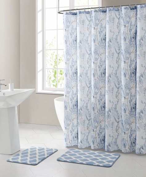 Free 2-day shipping on qualified orders over $35. Buy Mainstays Marble 15-Piece Shower Curtain Bath Set at Walmart.com Marble Bathroom Decor, Bathroom Curtain Set, Rose Shower Curtain, Bathroom Shower Curtain Sets, Plastic Shower Curtain, Marble Showers, Blue Shower Curtains, Modern Shower Curtains, White Shower Curtain