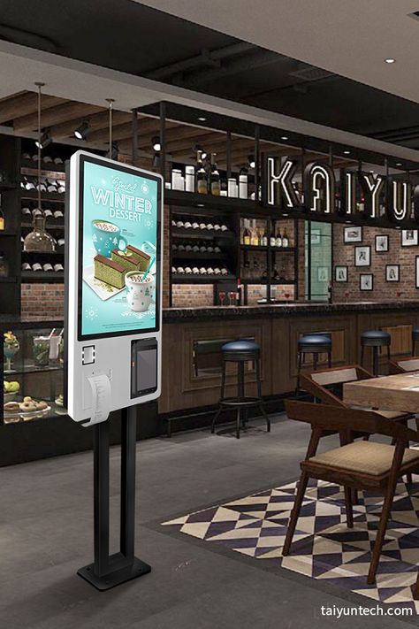 Self Service Restaurant Design, Self Ordering Kiosk Design, Quick Service Restaurant Design, Kiosk Machine, Cashless Payment, Supermarket Design Interior, Information Kiosk, Digital Kiosk, Tourism Design