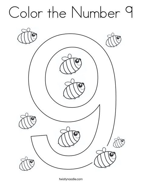 Color the Number 9 Coloring Page - Twisty Noodle Number 9 Worksheet, Kindergarten Math Patterns, Ab Pattern Worksheet, Color The Number, Bobbie Goods Coloring Pages, Writing Practice Preschool, Bobbie Goods Coloring, Preschool Patterns, Kindergarten Math Free