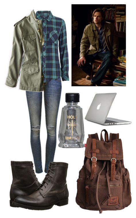 "Sam Winchester" by fab-chicky98 ❤ liked on Polyvore Spn Outfits Aesthetic, Dean Winchester Style Women, Dean Winchester Outfit Women, Supernatural Outfit Ideas, Dean Winchester Inspired Outfits, Dean Winchester Clothes Outfits, Winchester Outfit, Winchester Outfit Female, Supernatural Hunter Outfit Female