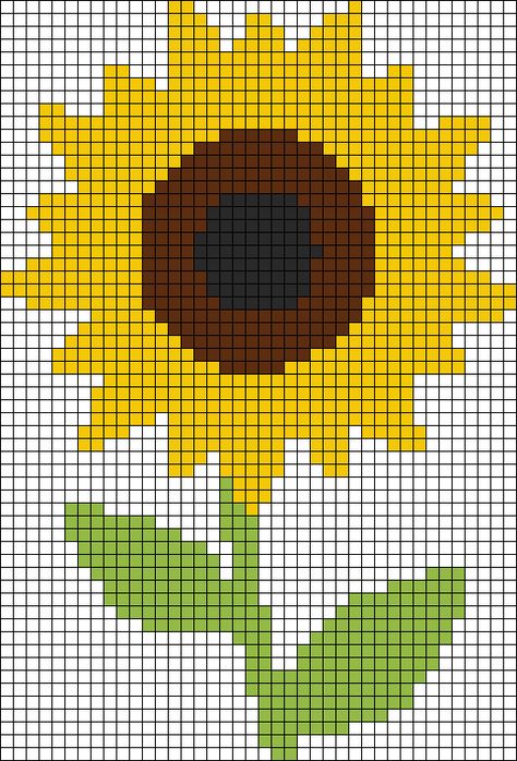 Cross Stitch Sunflower, 100 Crochet Stitches, Crochet Wall Art, Graph Crochet, Easy Cross Stitch Patterns, Crochet Wall Hangings, Pixel Crochet, Tapestry Crochet Patterns, Pola Kristik