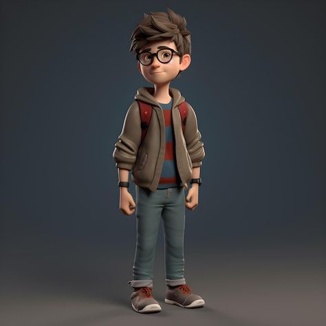 Photo a character with glasses and a hoo... | Premium Photo #Freepik #photo #character #hipster #character-design #cartoon-character Character With Glasses, Pixar Character Design, Designer Character, Designing Characters, Bug Cartoon, Boy Cartoon Characters, Character Designing, Brown Hair Boy, Characters Drawing