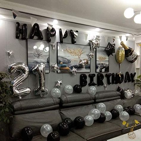 35th Birthday Party Ideas, Party Decorations Black And White, Birthday Party Decorations Black, 35 Birthday Decorations, Bday Party Boy, 21st Birthday Party Decorations, 21st Birthday Party Decor, 35th Birthday Party, 21st Birthday Boy