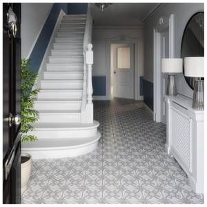 Wall Tiles Floor Porcelain Tile, Floor Porcelain, Hallway Tiles Floor, Hall Tiles, Entrance Hall Decor, Victorian Hallway, Hall Flooring, Tiled Hallway, Patterned Tiles