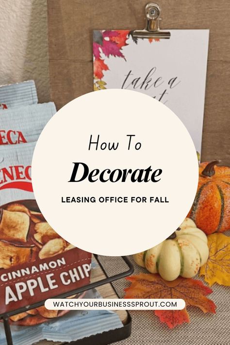 Wondering how to decorate your office for fall? Get fall office decor ideas for perfect work fall decor for your leasing office here. Ideas For Desk, Fall Office Decor, Map Signage, Sprout Marketing, Fall Decoration Ideas, Decorate Office, Decorating Office, Sprouts Market, Cinnamon Apple Chips