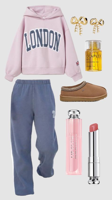 Sweatpants Outfit Pink, Class Outfits, Slay Outfits, Sweatpants Outfit, Outfit Pink, Casual Preppy Outfits, Cute Lazy Day Outfits, Casual School Outfits, Lazy Outfits