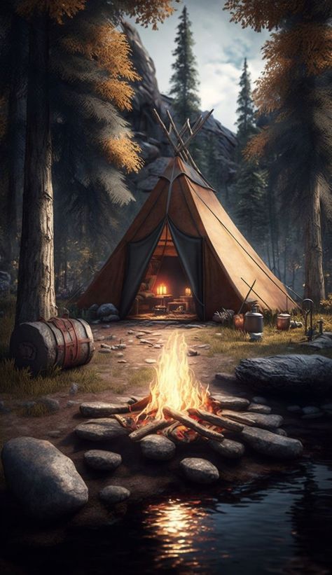 Camping Aesthetic Wallpaper, Jungle Camping, Camping Wallpaper, Wallpaper 1080p, Wallpaper Store, Background Nature, Hiking Photography, Camping Aesthetic, Landscape Art Painting