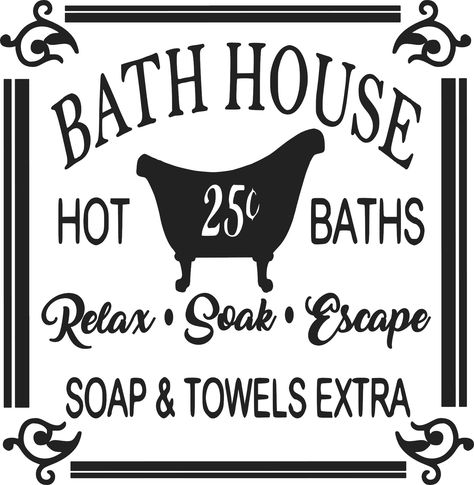 Free Bathroom Svg, Bathroom Printables Free, Bathroom Svg, Canvas Wood Frame, Bathroom Printables, Vintage Bath, Vintage Bathroom, Silhouette Cameo Projects, Canvas Signs