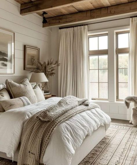 Modern Farmhouse Bedrooms, Modern Farmhouse Bedroom Ideas, Farmhouse Bedroom Ideas, Modern Farmhouse Bedroom, Bedroom Decor Cozy, Cottage Bedroom, Sopot, Farmhouse Bedroom Decor, Farmhouse Bedroom