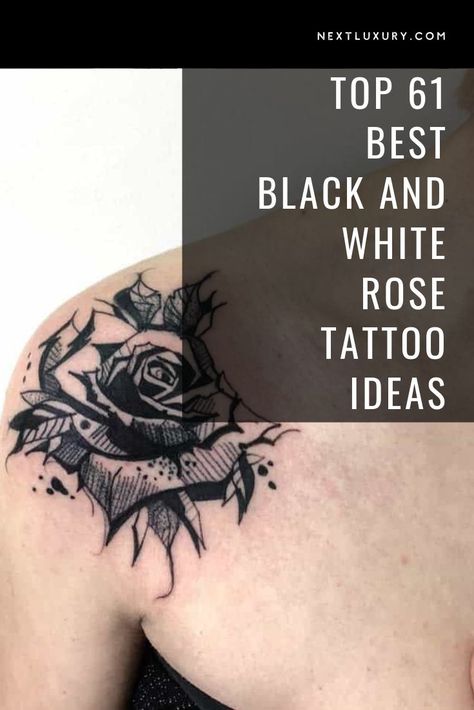 Men Rose Tattoo Ideas, Rose Tattoo Black And White, Someday Tattoo, White Rose Tattoo, Guide Tattoo, Black And White Rose Tattoo, Black And Grey Rose Tattoo, Rose Tattoo Cover Up, Rose Neck Tattoo