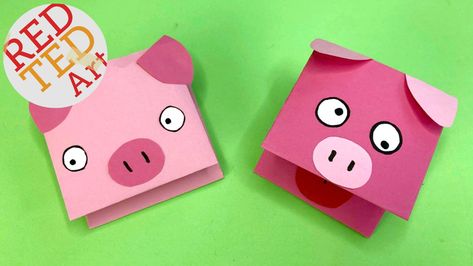 Year of the Pig Crafts for Kids - Red Ted Art's Blog Paper Bag Puppets For Kids, Pig Puppet, Fairy Tale Crafts, Red Ted Art, Pig Crafts, Puppets For Kids, Paper Bag Puppets, Puppets Diy, Chinese New Year Crafts