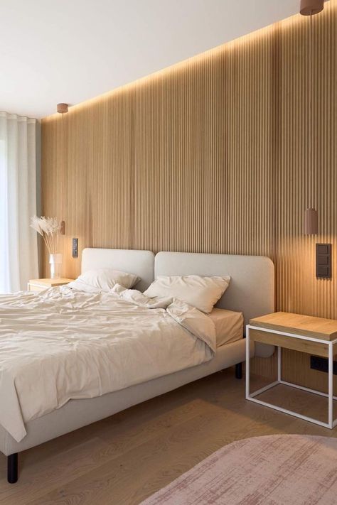 Your designs deserve the very best.💎Thermory has various interior paneling and cladding options to bring your dream design to life. Pin this post for reference. Thermally modified wood. Home inspo. Eco conscious. Sustainable design. Real wood. Indoor wood paneling. Indoor cladding. Wooden Cladding Bedroom, Bedroom Wall Cladding, Indoor Cladding, Wood Wall Cladding, Wood Paneling Makeover, Interior Wood Paneling, Paneling Makeover, Miami House, Modern Wall Paneling