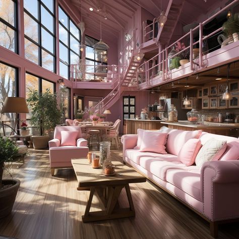 Pink Loft Apartment, Girly Loft Apartment, Barn House Interior, Home Nyc, Tiny House Loft, Earthy Home, Interior Design Boards, Casas Coloniales, Home Goals