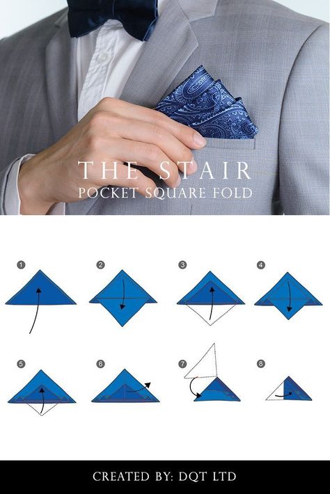 Square Pocket Fold, How To Make A Pocket Square, Suit Pocket Square Fold, How To Fold Pocket Square, How To Fold A Pocket Square, Pocket Square Style, Cool Tie Knots, Simpul Dasi, Pocket Square Folds