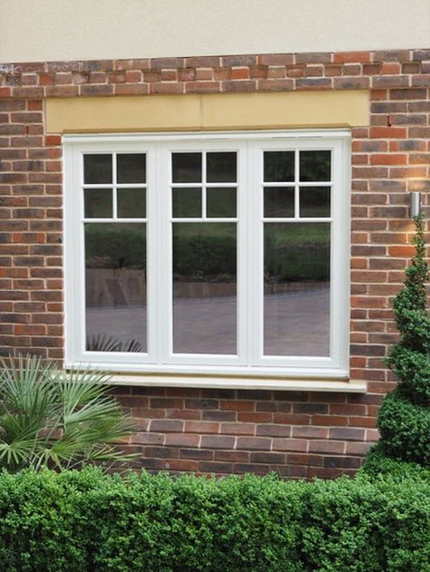 Picture Window Exterior, Picture Windows Exterior, Cottage Style Windows, Tudor Bungalow, Casement Windows Exterior, Carpentry Details, Roman Blinds Living Room, Chalet Bungalow, Flush Casement Windows