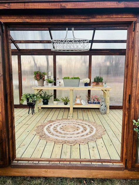 Yoderbilt Greenhouse, Greenhouse House, Outhouse Plans, Pet Enclosures, Traditional Greenhouses, Pressure Treated Deck, Greenhouse Ideas, Home Greenhouse, Green Houses