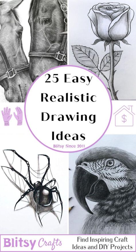 25 Easy Realistic Drawing Ideas - How to Draw Realistic Graphite Drawings Ideas Easy, How To Draw Animals Realistic, Pencil Drawing Tutorials Step By Step, Drawing Animals Realistic, How To Draw 3d Drawings, Easy Realistic Drawings For Beginners, Pencil Drawing Inspiration Creativity Sketch, Art Sketches Pencil Creative, Unique Sketch Ideas