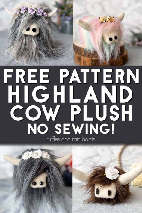 Diy Highland Cow, Highland Cow Crafts, Cow Gnomes, Highlander Cows, Cow Gnome, Highland Cow Plush, Cow Crafts, Cow Craft, Gnome Ideas