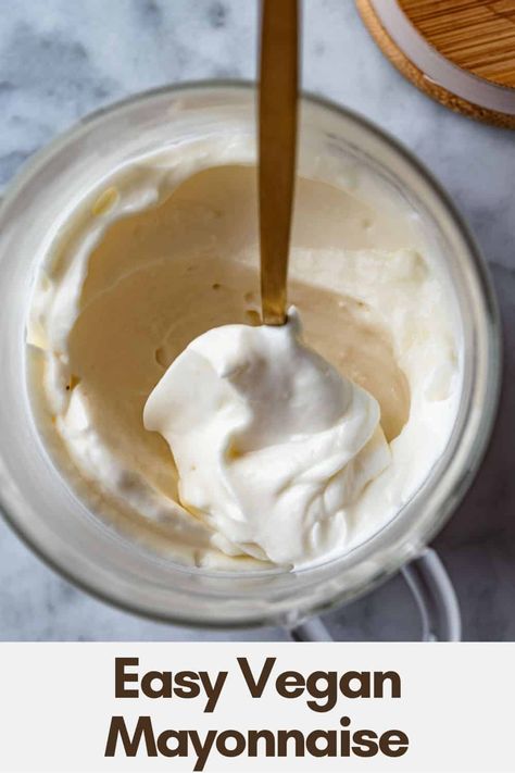 Easy Vegan Mayonnaise Recipe is budget-friendly and takes just 5 minutes to make. This blender homemade mayo turns out deliciously thick and creamy every time, and is made with simple ingredients. Egg Free Mayonnaise Recipe, Vegan Mayonnaise Recipe, Tofu Mayo, Mayonnaise Recipes, Vegan Mayonaise, Avocado Oil Mayo, Food Sensitivity, Homemade Mayo, Mayonnaise Recipe