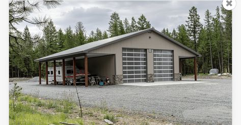 Metal Building Garage, Shop Building Plans, Pole Shed, Garage Building Plans, Pole Barn Shop, Shed Shop, Metal Shops, Detached Garage Designs, Acreage Living