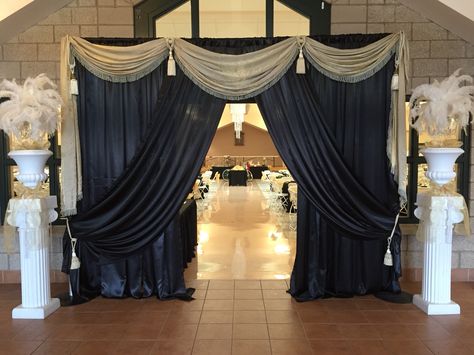 Gatsby entrance Gatsby Party Entrance, Gatsby Entrance Decor, Gatsby Homecoming Theme, Great Gatsby Entrance Decor, Masquerade Entrance Decor, Great Gatsby Prom Theme Decoration 1920s Party, Roaring 20s Prom Decorations, 1920 Great Gatsby Outfit, 1920 Prom Theme