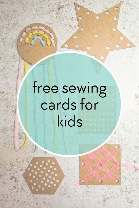 Preschool Sewing Projects, Preschool Sewing Activities, Sewing Activities For Kids, Simple Sewing For Kids, Sewing Cards Templates, Yarn Activity For Kids, Sewing Cards For Kids, Preschool Sewing, Sensory Christmas