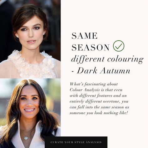 Colour Analysis comparison with the Dark Autumn / Deep Autumn palette 🤍 . #coloranalysis #colouranalysis #autumnpalette #deepautumn #darkautumn #coloranalyst Soft Natural Deep Autumn, Dark Autumn Celebrities, Dark Autumn Color Palette, Autumn Celebrities, Deep Autumn Palette, Autumn Deep, Autumn Dark, Style Essence, Autumn Palette