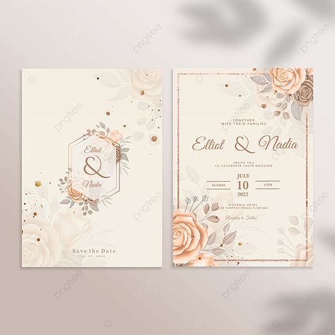 Brown Wedding Invitations, Royal Wedding Invitation, Elegant Wedding Invitation Card, Floral Wedding Invitation Card, Watercolour Flowers, Wedding Invitation Card Template, Wedding Invitations Romantic, Frame Wedding, Valentine's Day Greeting Cards