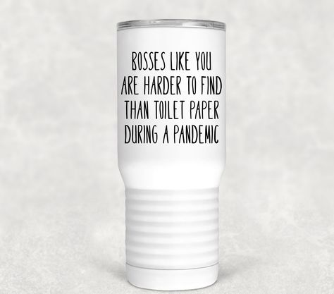 Our 20oz Tumblers ~ Insulated vacuum stainless steel tumbler ~ 20oz capacity ~ The image is dye sublimation and would never wash, fade or peel ~ Not a sticker or vinyl ~ Please hand wash, not suitable for microwave or dishwasher ~ Keeps drinks cold or hot for hours Boss Cups, Boss Appreciation Gifts, Gifts For Boss Male, Manager Gifts, Candy Baskets, Leaving Party, Coworker Leaving, Boss Gifts, Boss Day